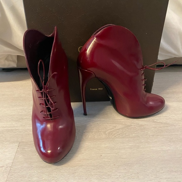 Leather Gucci Lace Up Boots - Picture 1 of 8